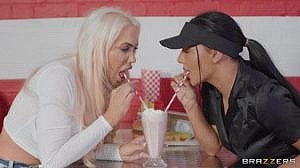 Tori Cummings and Emily Woods have a Hardcore Threesome in the Diner