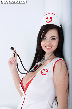 Sha Rizel Big Boobs Babe Strips in a Nurse Uniform at Scoreland